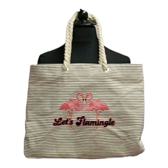 Let's flamingle canvas tote bag nwot - Picture 1 of 7